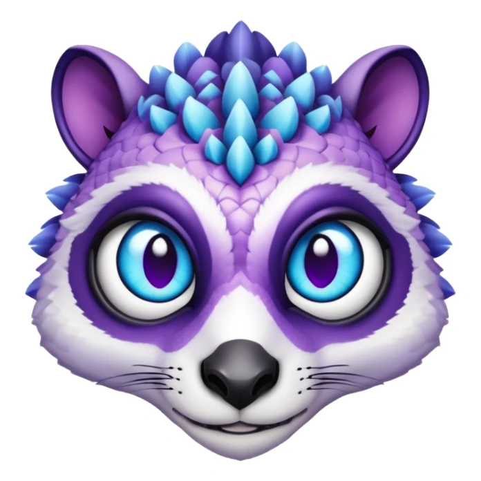 Lemur dragon hybrid face forward purple and blue sticker