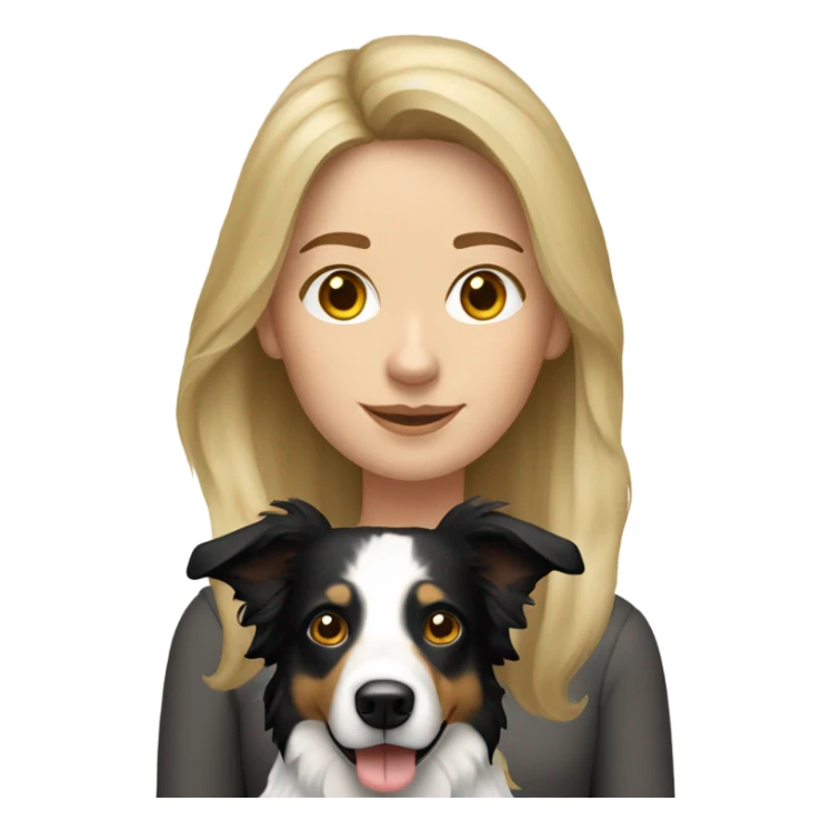 Dark blonde haired  woman with border collie dog sticker