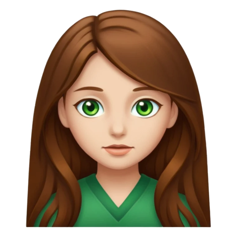 Girl with long brown hair and green eyes  sticker