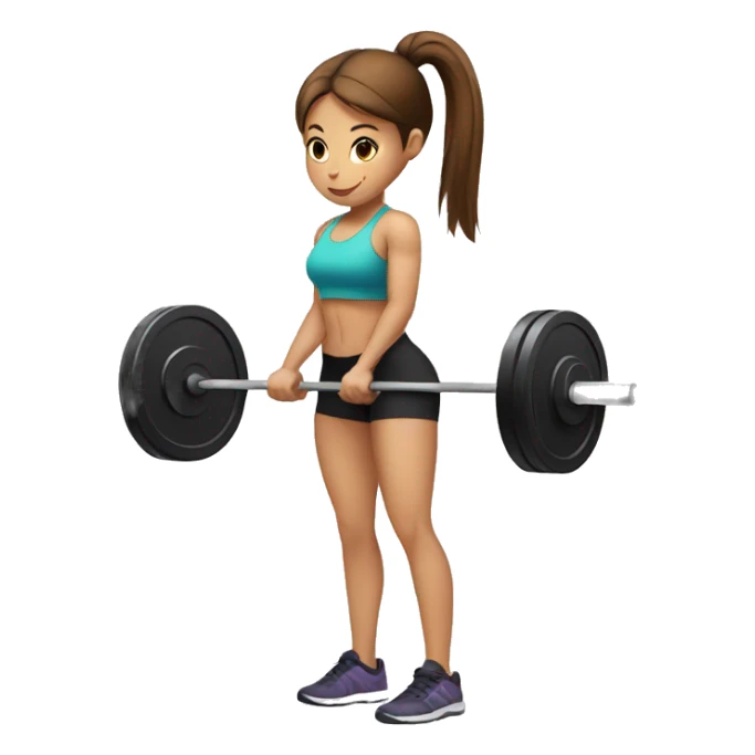 Girl with brown ponytail doing deadlifts  sticker