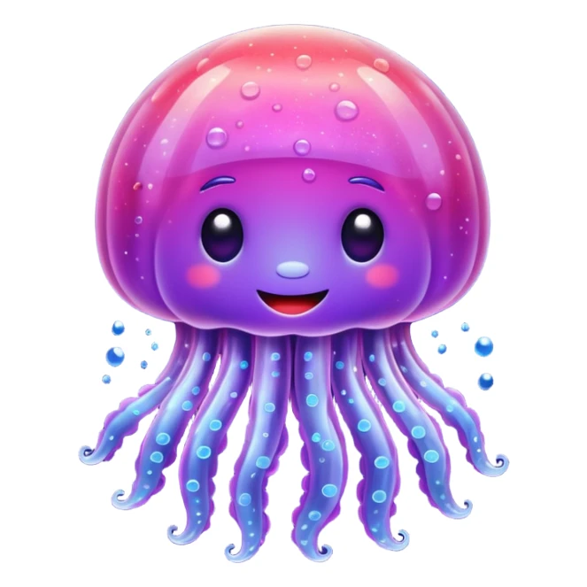 color gradient between red and purple glitter cute happy jellyfish sticker