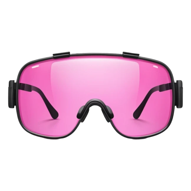 protective welding glasses with pink lenses, frameless design, safety eyewear sticker