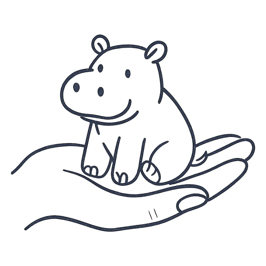 A little hippo in the hand sticker