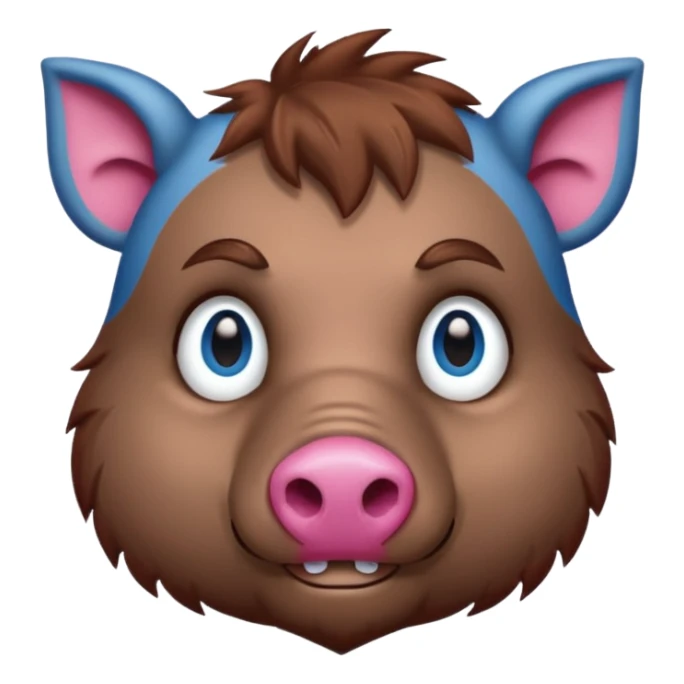 boar face, blue eyes, pink nose sticker