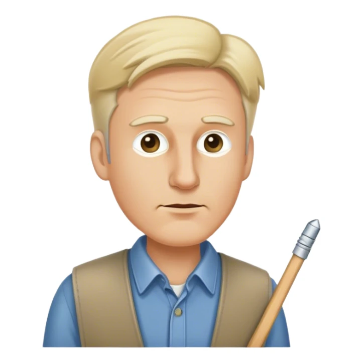 walking white man wearing clothes pin on nose sticker