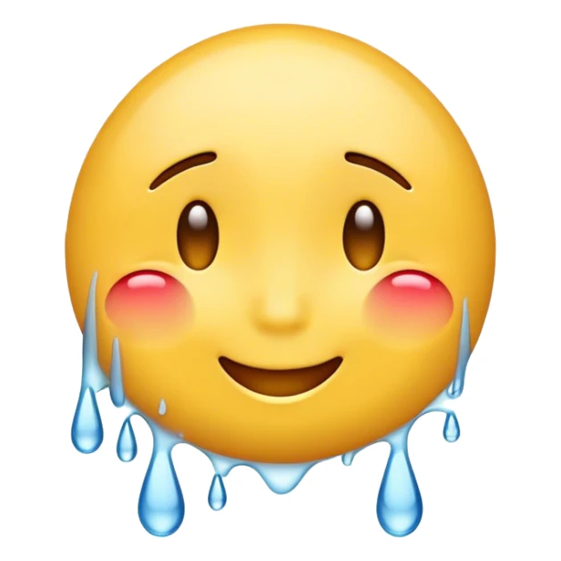 Make a yellow emoji face that is crying a lot and smiling at the same time sticker