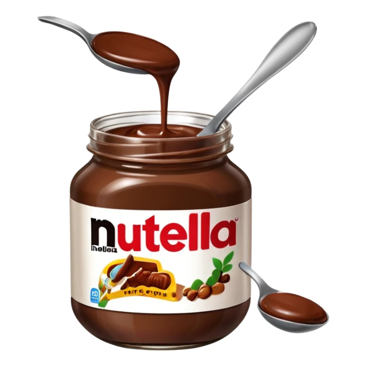 Nutella with a spoon. The glas of Nutella is almost empty  sticker