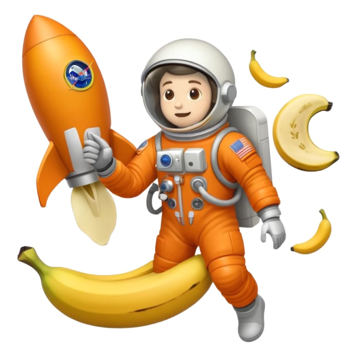 Astronaut on the moon, rocket slipped on banana peel  sticker