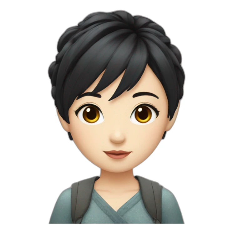Girl japanese pixie short black hair close up sticker