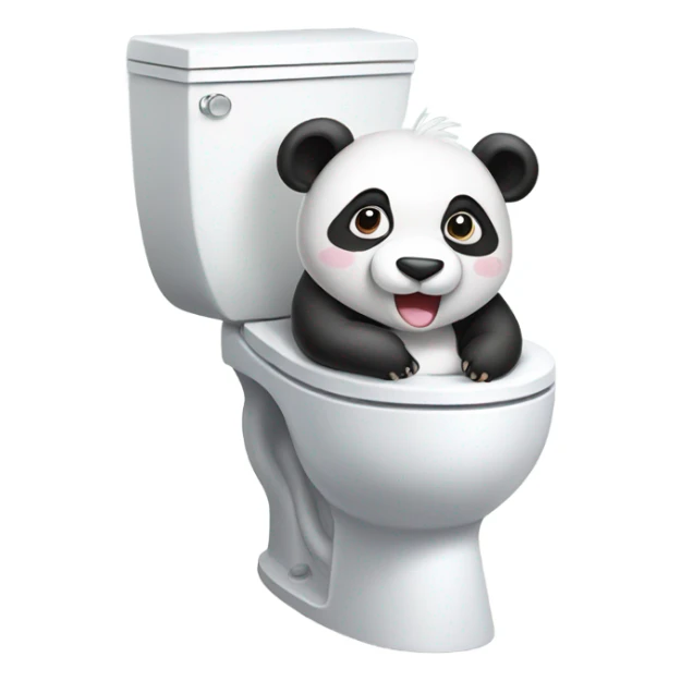 Panda in a toilet with pig tails sticker