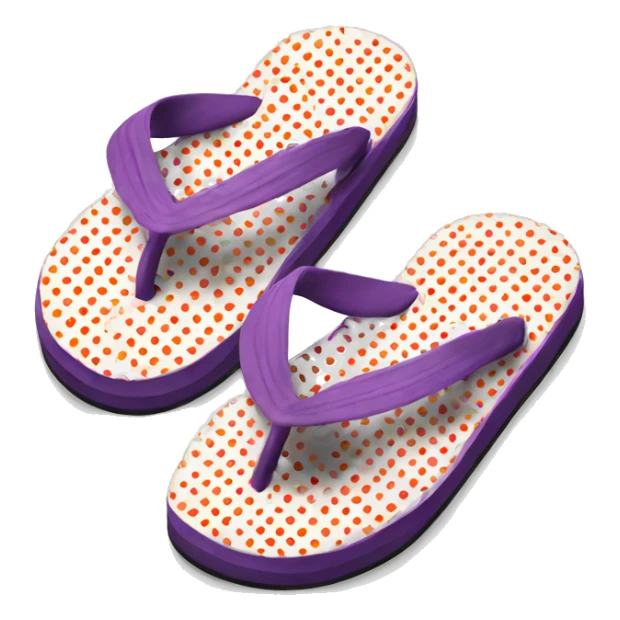 Realistic pair of polka dot summer flip flops isolated. sticker
