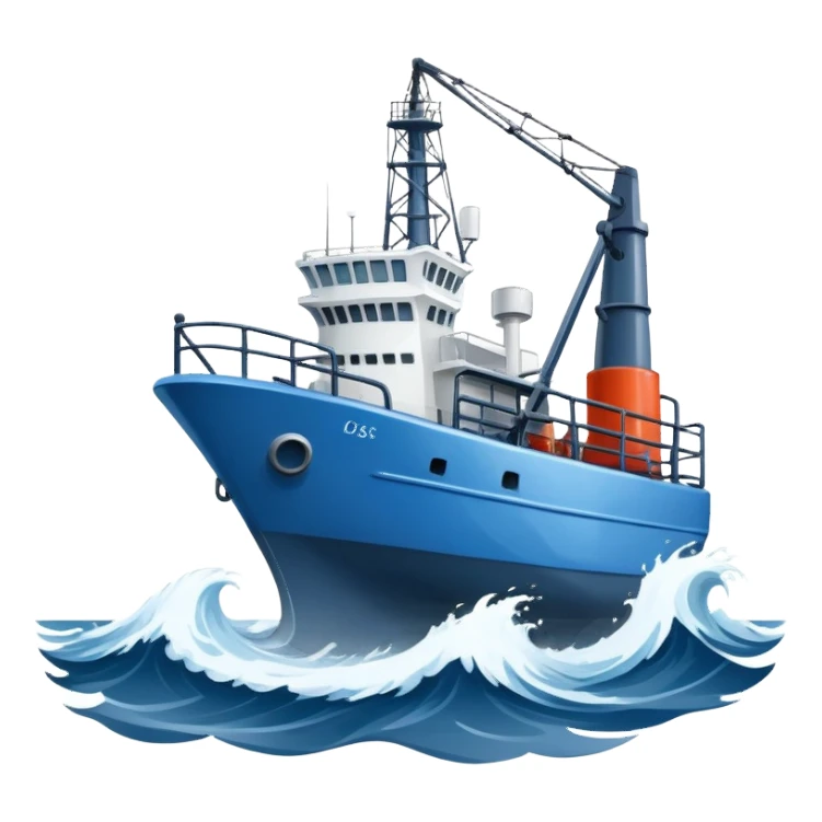 Russian marine geology vessel lowering sampling equipment into stormy ocean waves sticker