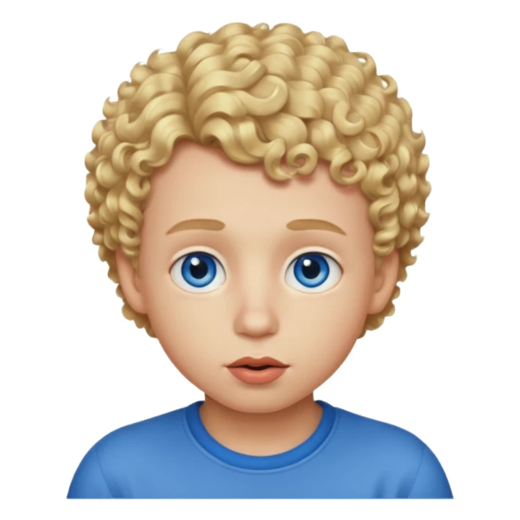 Boy, short blonde curly hair, big lips, blue eyes  sticker