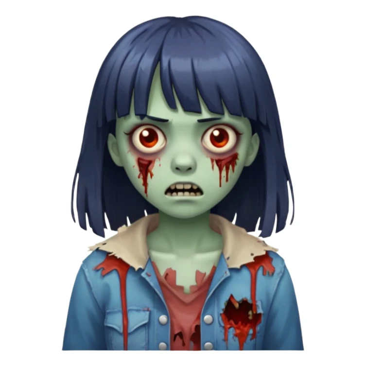 Zombie girl with bangs  sticker