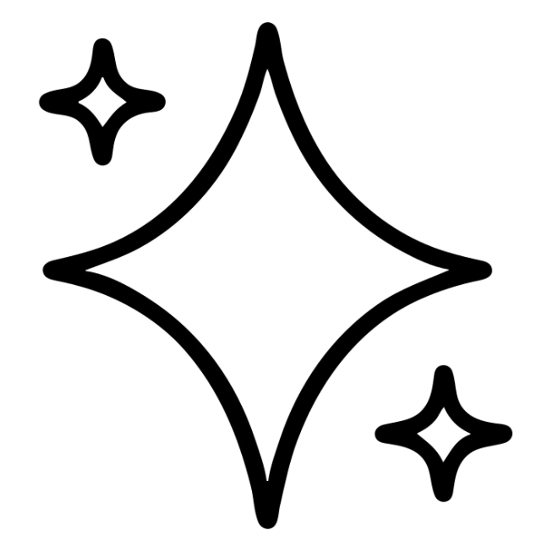 magic sparkles outlined icon with no fill black lines sticker