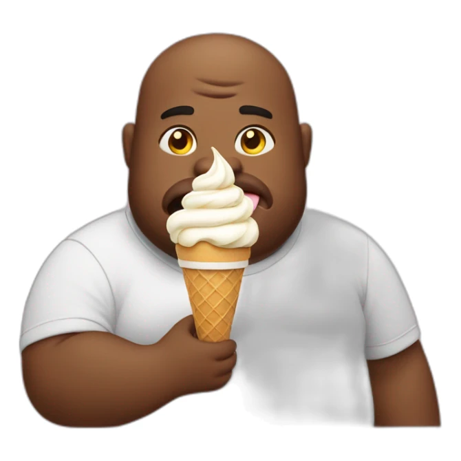 Fat man eating ice cream sticker