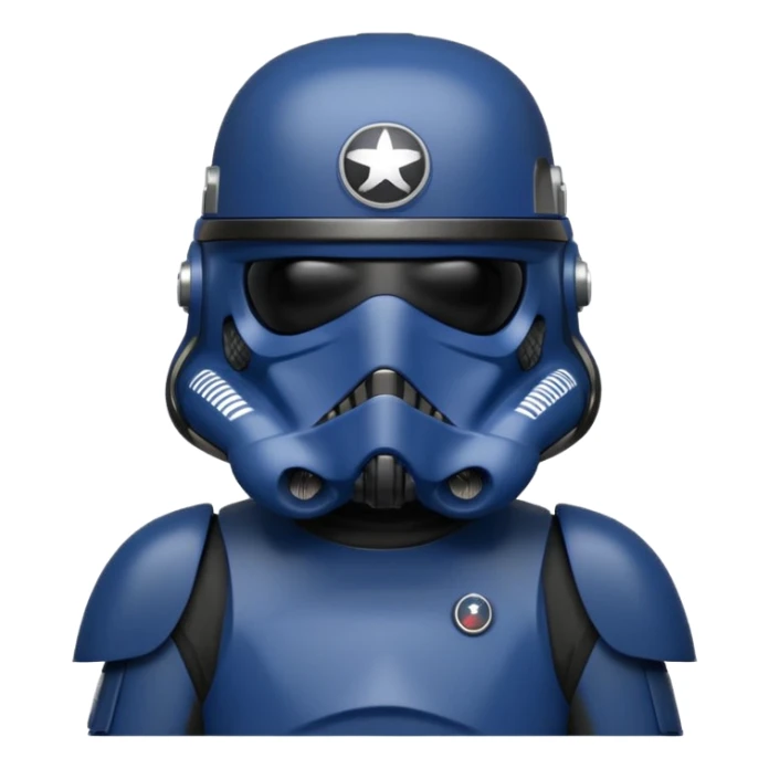 a blueberry wearing a black Star Wars Death Trooper helmet sticker