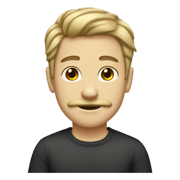 dark blonde boy, mustache, chin hair, middle part,  sticker