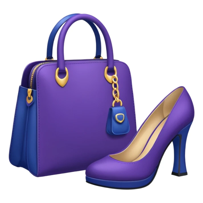royal purple heels, cosmetics and deep blue bag emojis sticker
