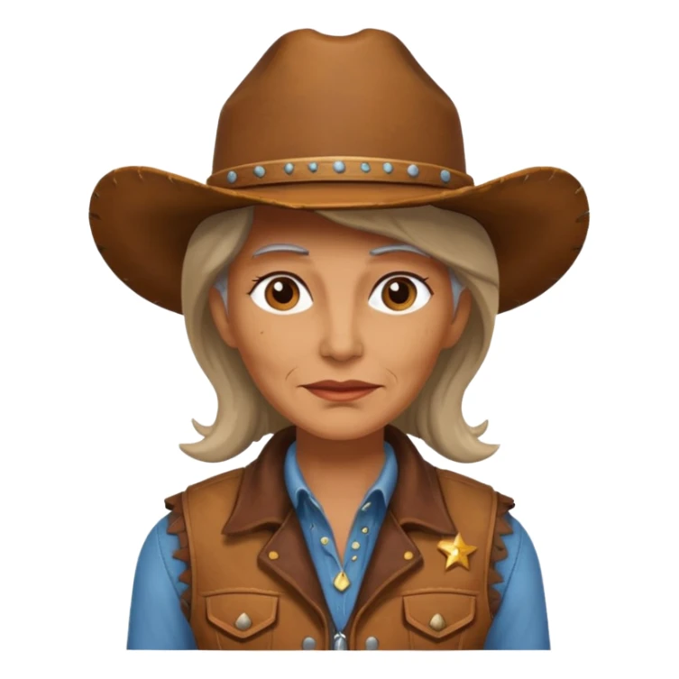 old cowgirl with vest sticker