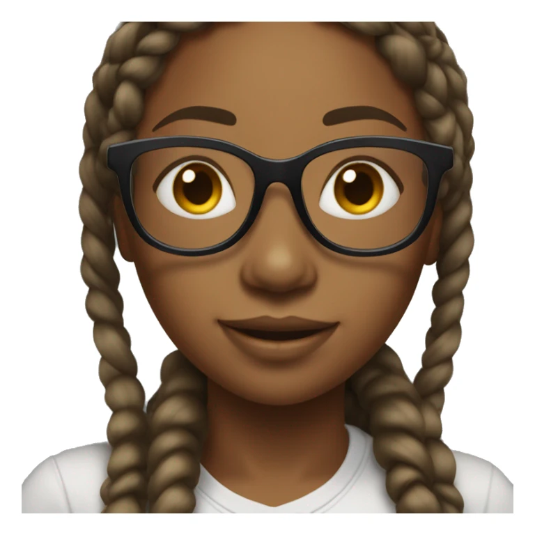 black girl wth braids, glassesand a nice smile sticker