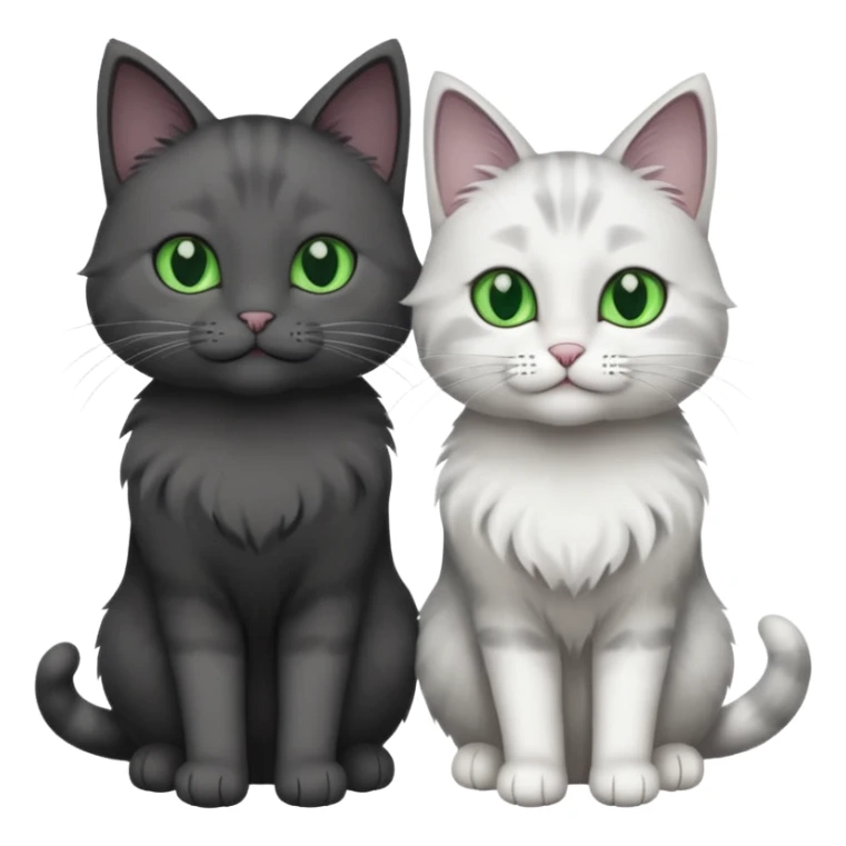 2 different coloured grey cats including one dark grey and white cat and one completely solid dark grey cat with green eyes and only white paws sticker