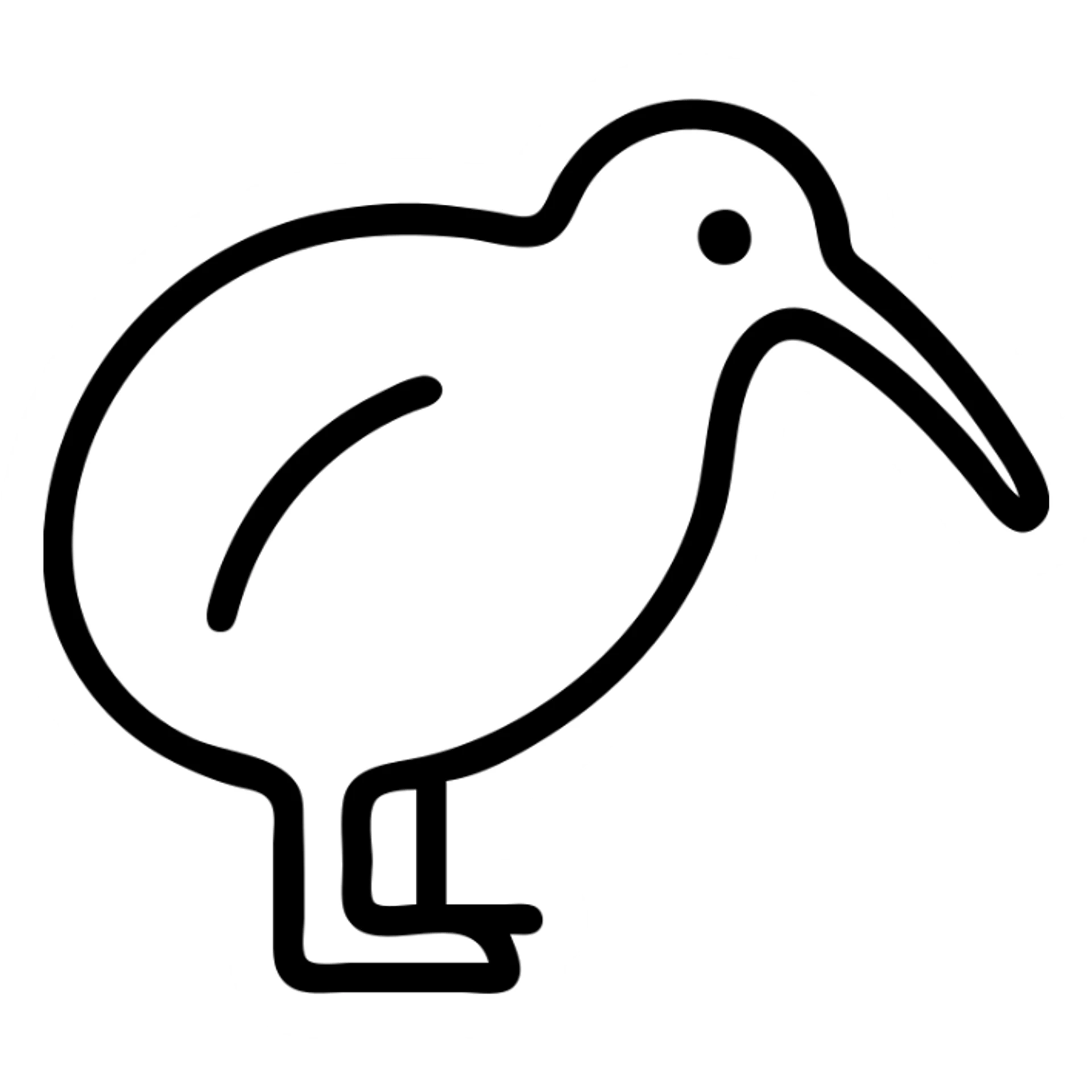 New Zealand inspired icon featuring a stylized kiwi bird, clean lines, minimal color, modern icon style sticker