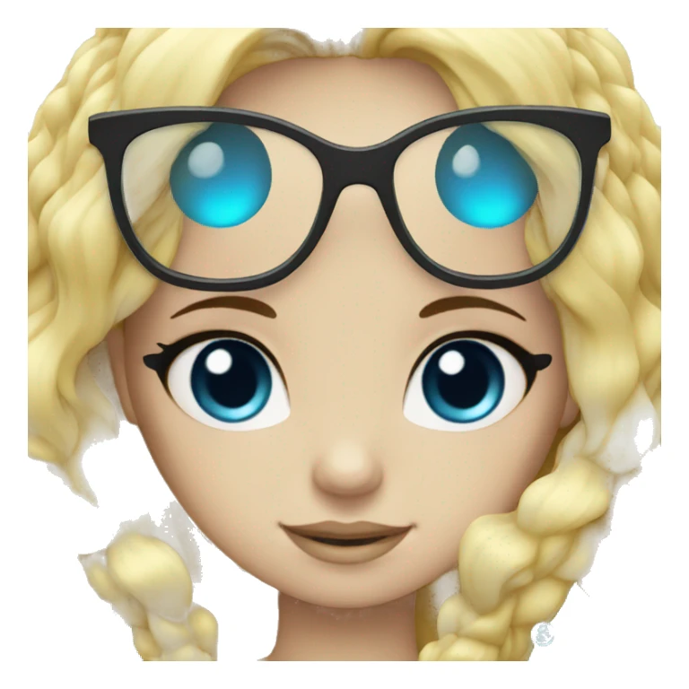 Mermaid blonde  and blue eyes with glasses sticker