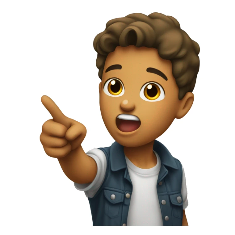 boy pointing wboy pointth open mouthng with close mouth sticker
