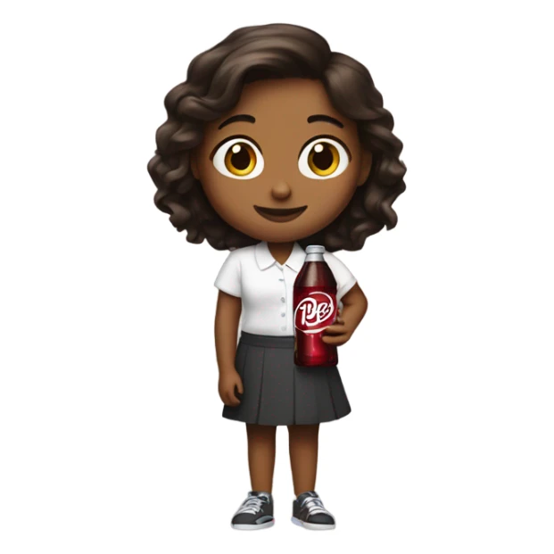 short girl holding Dr Pepper  sticker