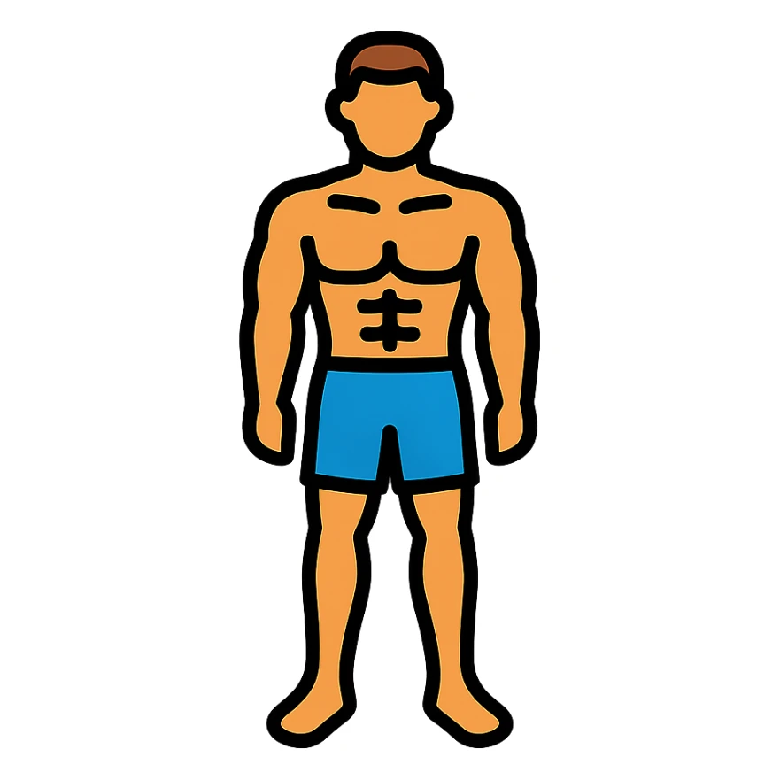 athletic muscular male body type, standing sticker