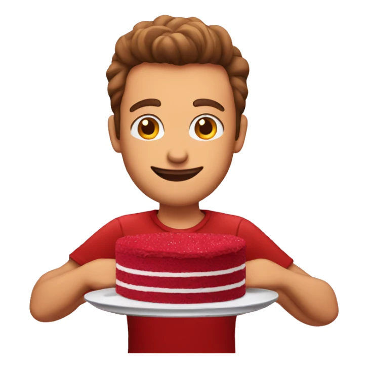 guy in red shirt likes red velvet cake sticker