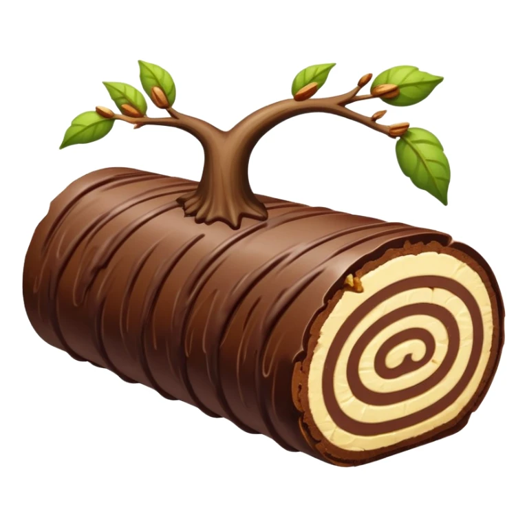 Oblong Tree-log-shaped-chocolate with marsipan swirled inside and with walnuts drizzled on top  sticker