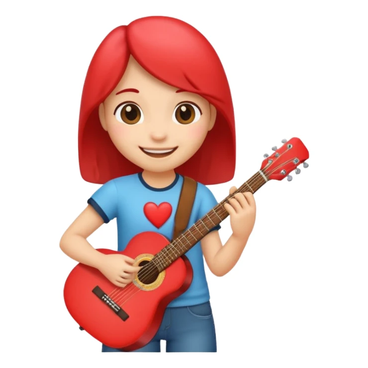 A cute shape Of Heart how is holding a guitar and smile sticker
