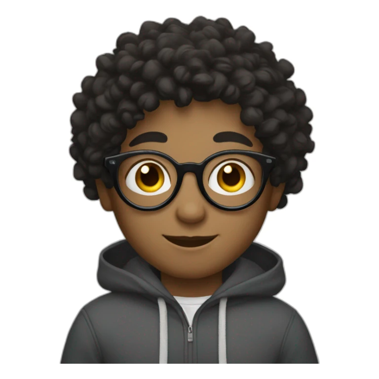 Boy, dark curly hair with circle glasses sticker