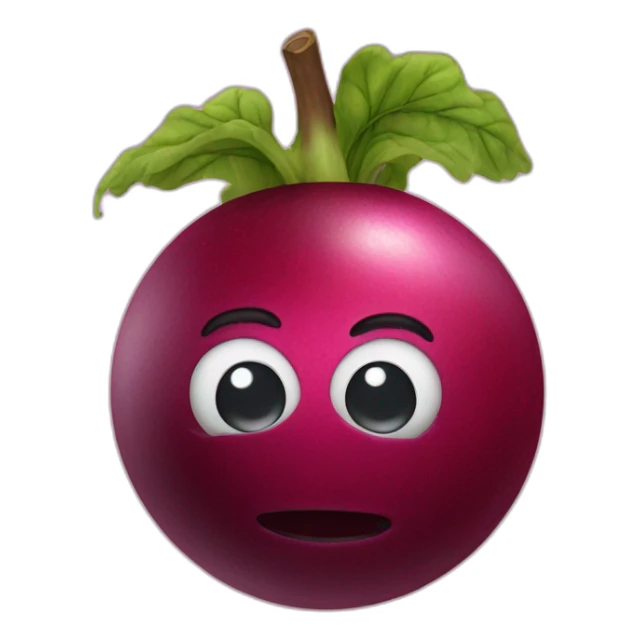 3d sphere with a cartoon beetroots texture with big confident eyes sticker