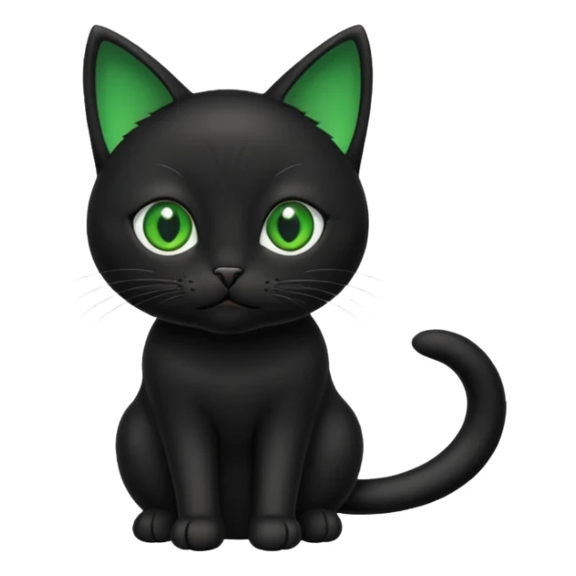 Small black cat with green eyes sticker