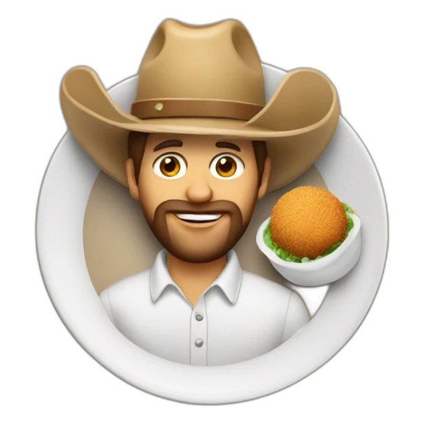 plate of falafel wearing a cowboy hat sticker
