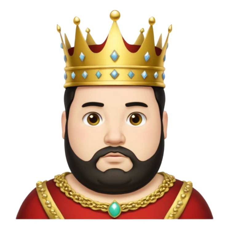 Bearded King, young fat king with short black beard, wearing crown
 sticker