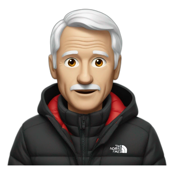 old white men with black and red supreme north face jacket sticker