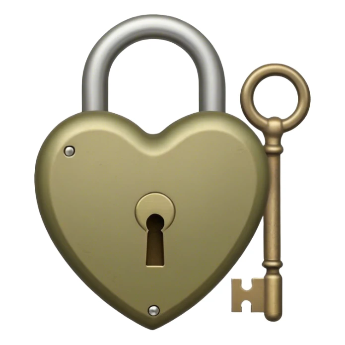 beige heart-shaped lock and key olive color  sticker