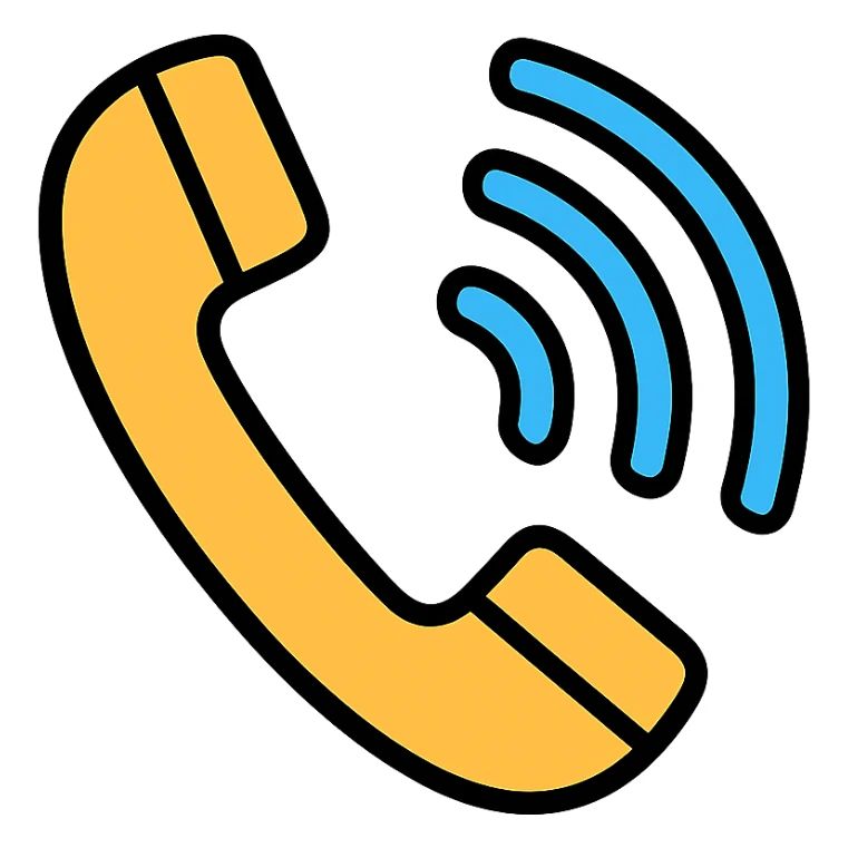 phone handset with sound waves, minimal color icon style sticker