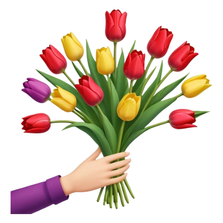 tulip boquet in one hand held boquet sticker