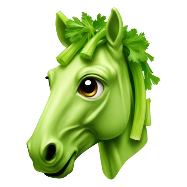 a horse head made of celery sticker