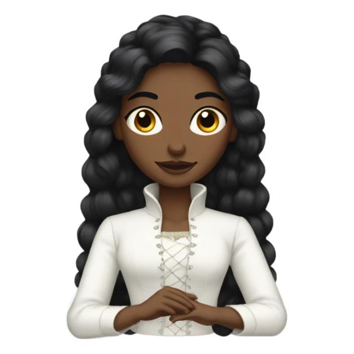 White queen with dark hair sewing  sticker