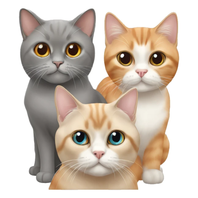 three cats: an orange shorthair, a grey persian cat and a siamese  sticker