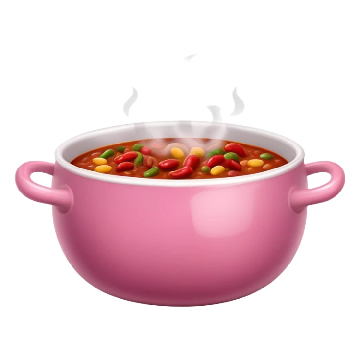 super realistic small pink bowl of chili sticker