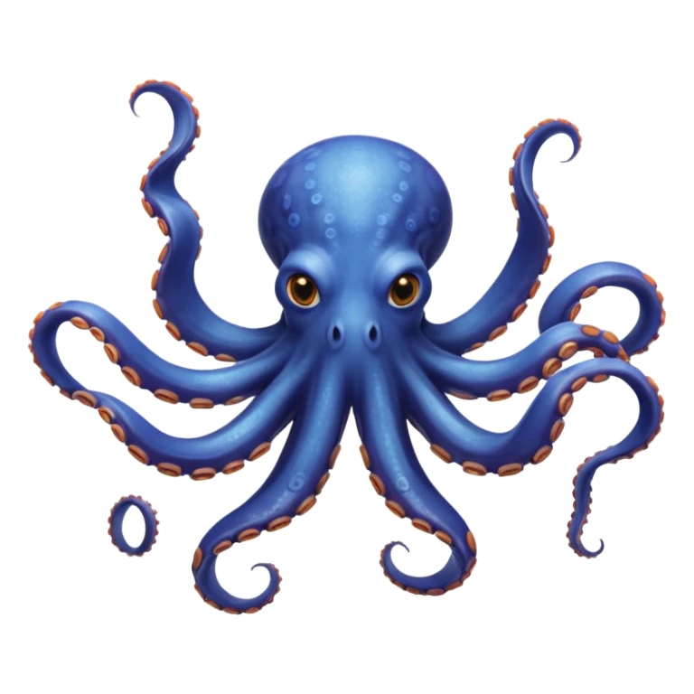 octopus floating in water viewed from underneath with arms spread out in every direction, mouth and underside visible, head facing away from viewer sticker