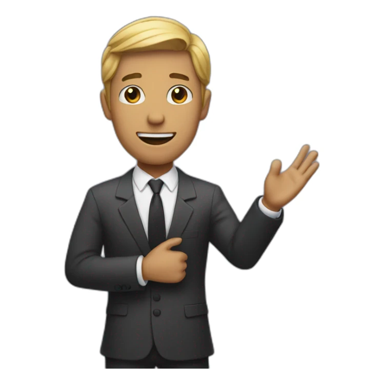 man in suit holding out his arms sticker