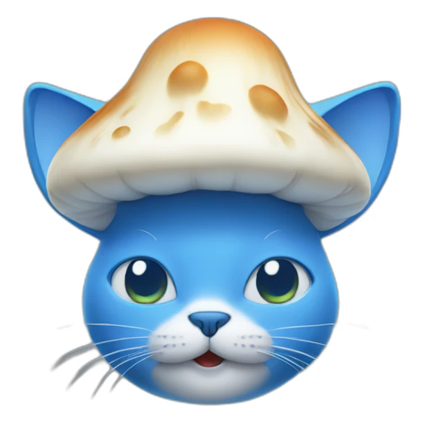Blue cat with a white mushroom on the head sticker